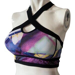 VM/MA Anthropologie  Sports Bra Sz Small Womens Halter Multi Color Active Top
